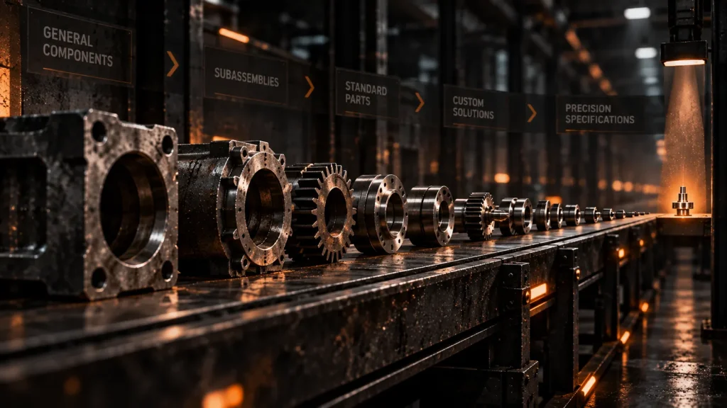 Industrial precision parts visual for long-tail keywords for manufacturers