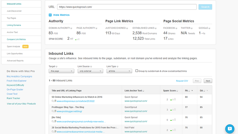 Open Site Explorer