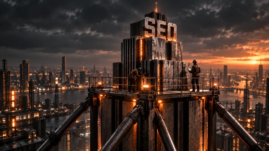 Industrial visual representing maintaining strong SEO rankings