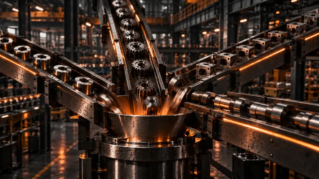 Industrial convergence visual for a manufacturing website homepage